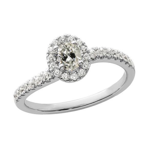 Bague Halo Ronde et Ovale Vieux Mineur Réel Diamant Avec Accents 3.25 Carats