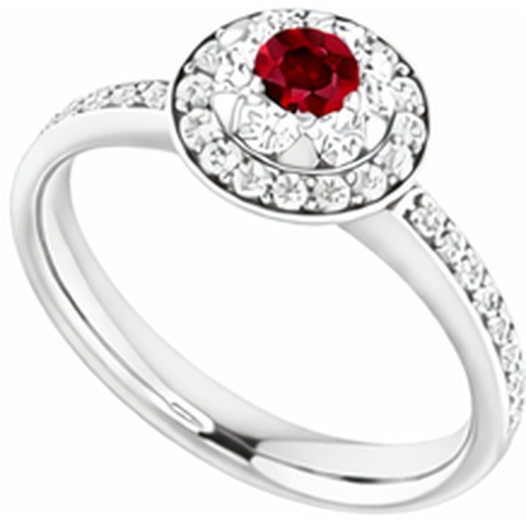 Bague Halo Rubis & Diamants Naturels Extraits des Mines ( et non cultivés en laboratoire ) 1.80 Carats Or Blanc 14K