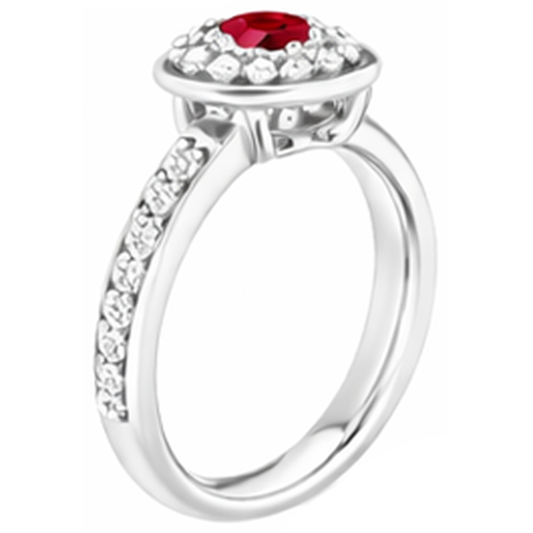 Bague Halo Rubis & Diamants Naturels Extraits des Mines ( et non cultivés en laboratoire ) 1.80 Carats Or Blanc 14K