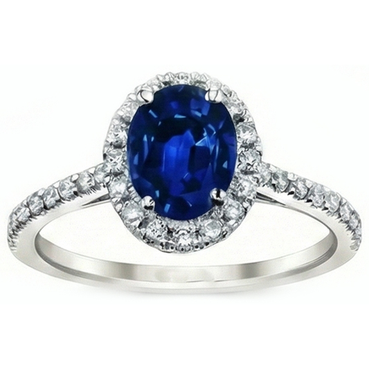 Bague Halo Saphir Bleu 3 Carats