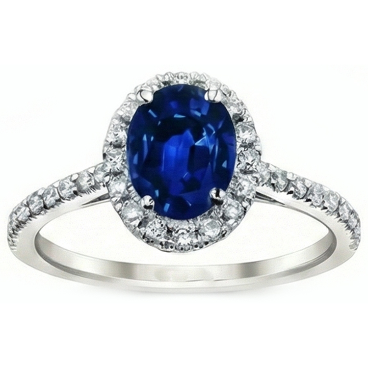Bague Halo Saphir Bleu 3 Carats