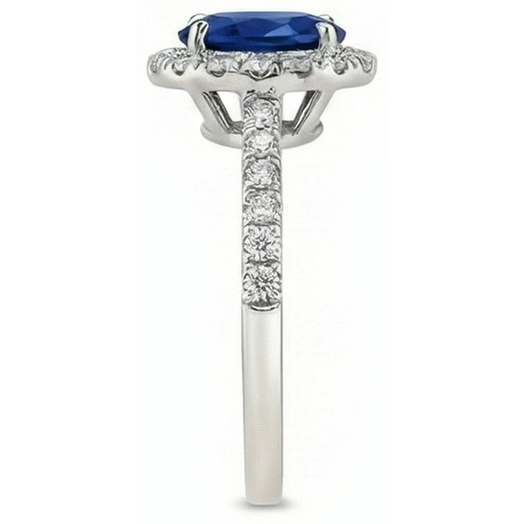 Bague Halo Saphir Bleu 3 Carats