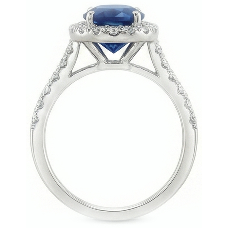Bague Halo Saphir Bleu 3 Carats