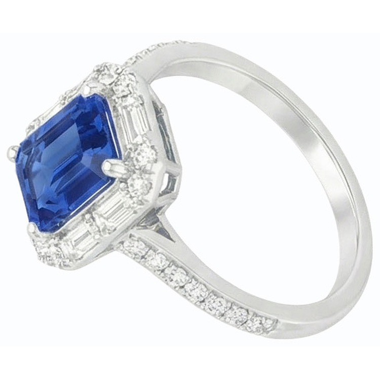 naturel baguette diamant 3carats bague détail rapproché
