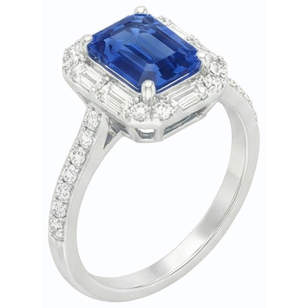 naturel baguette diamant 3carats bague vue de dessus