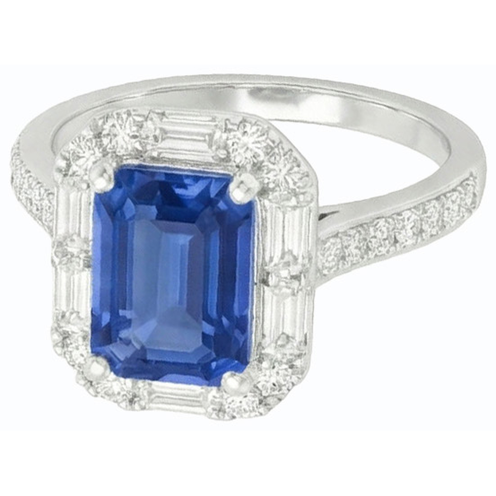 naturel baguette diamant 3carats bague vue de profil