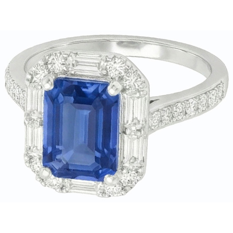 naturel baguette diamant 3carats bague vue de profil