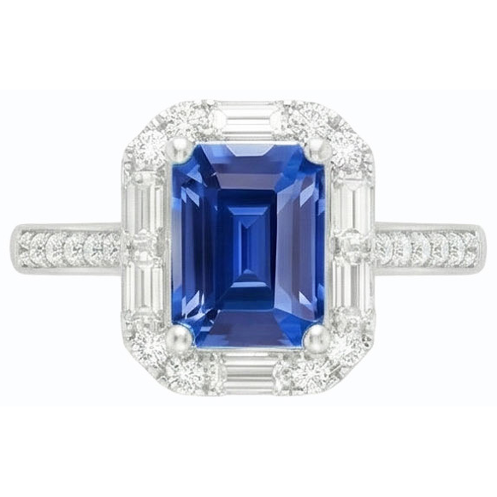 naturel baguette diamant 3carats bague sur blanc
