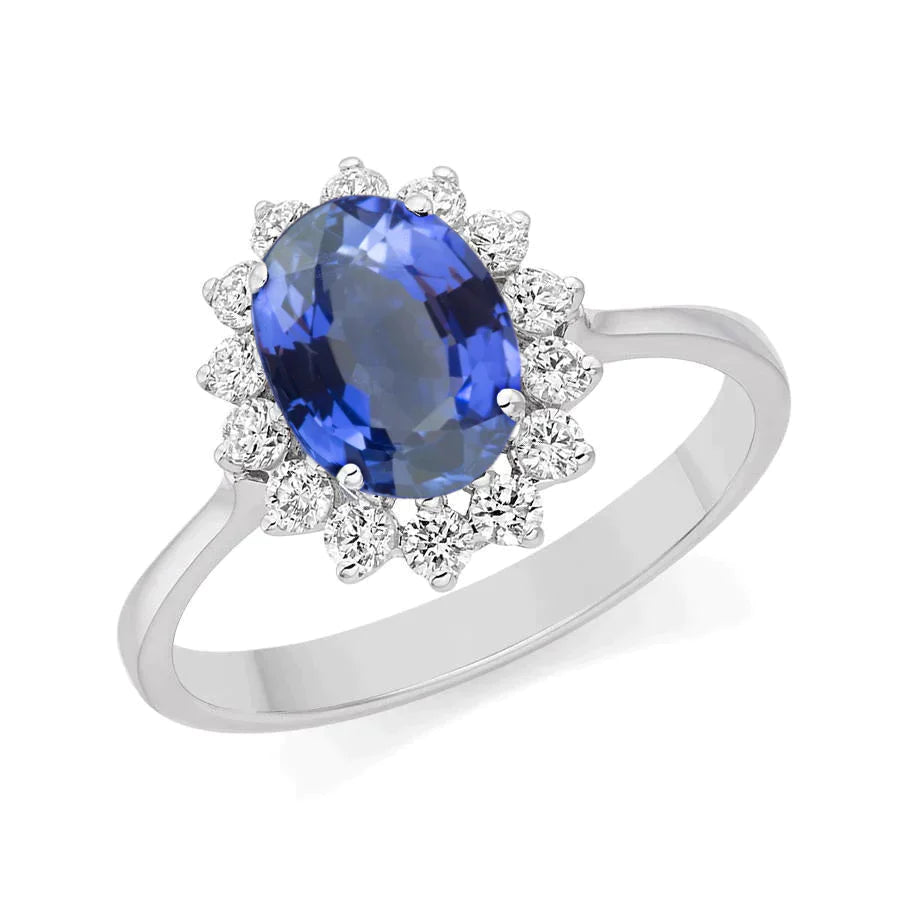Bague Halo Saphir Bleu Bleuet