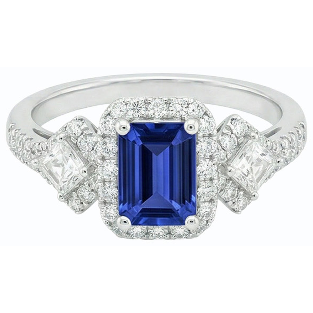 naturel round saphir 3.50carats bague vue de face