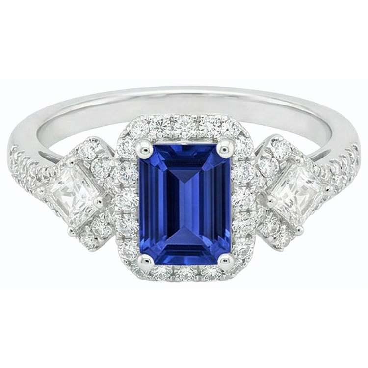 naturel round saphir 3.50carats bague vue de face