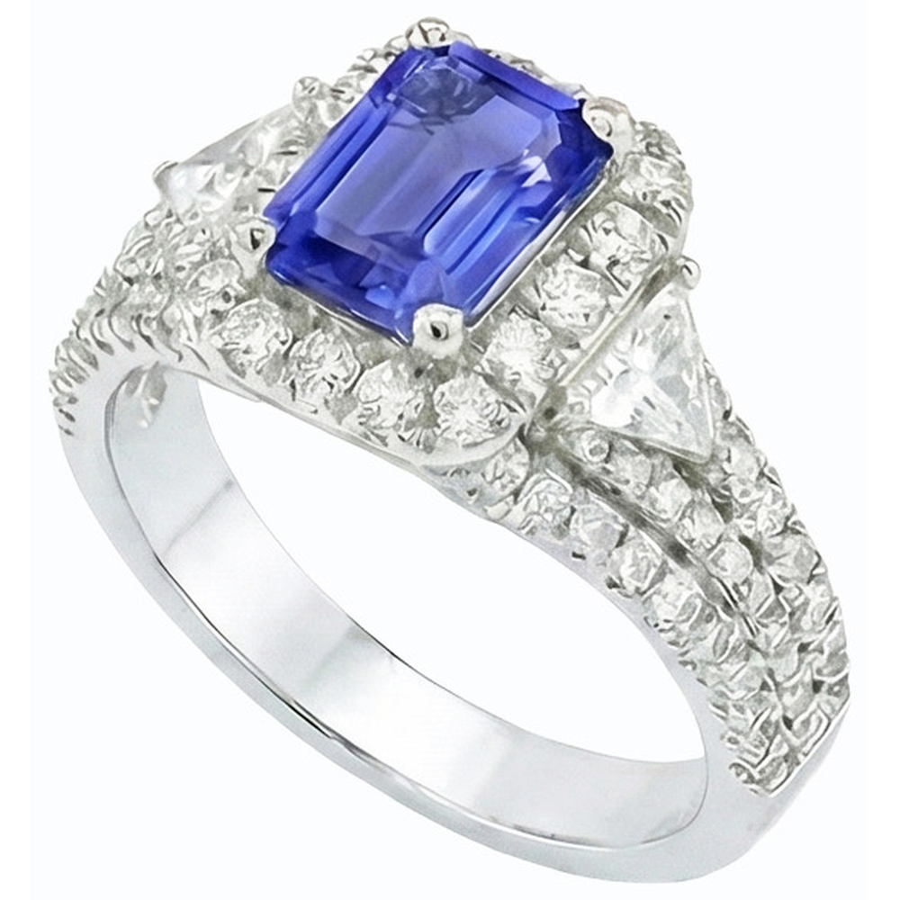 naturel round saphir 3.50carats bague angle de côté