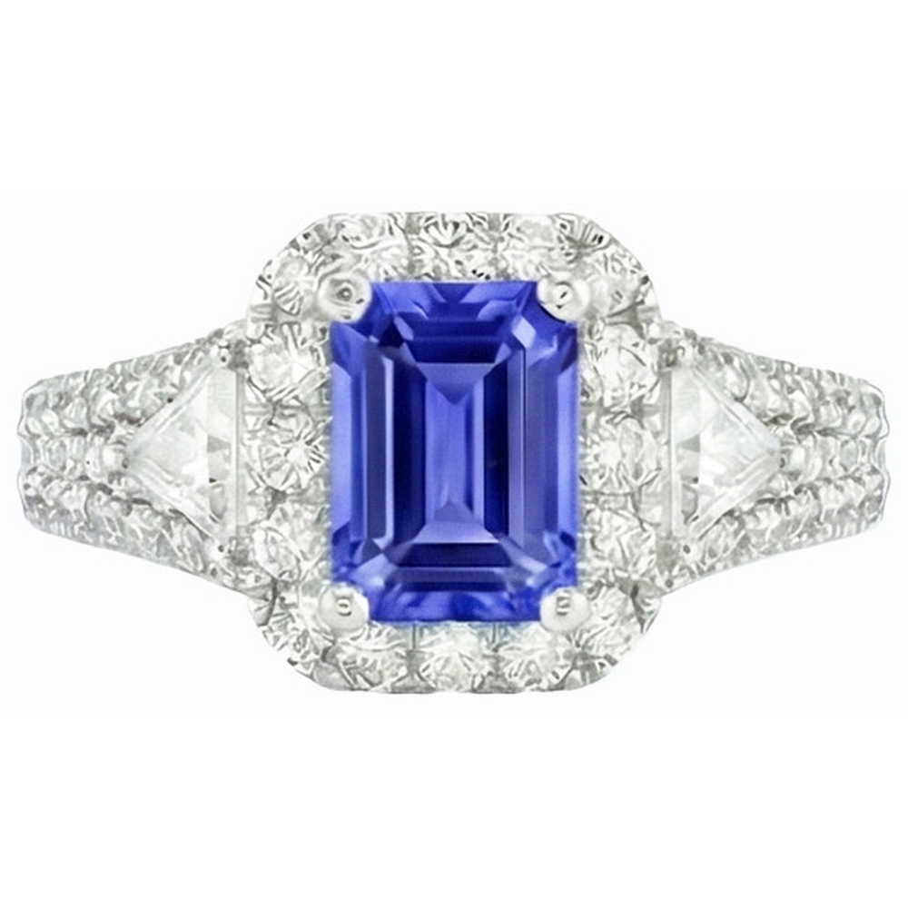naturel round saphir 3.50carats bague vue de profil