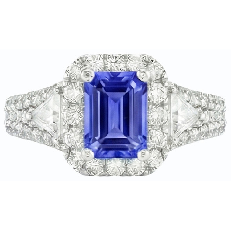 naturel round saphir 3.50carats bague vue de profil
