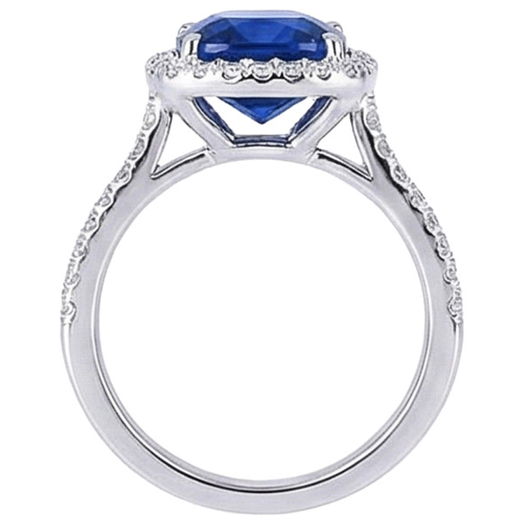 naturel cushion diamant 14carats bague vue de profil