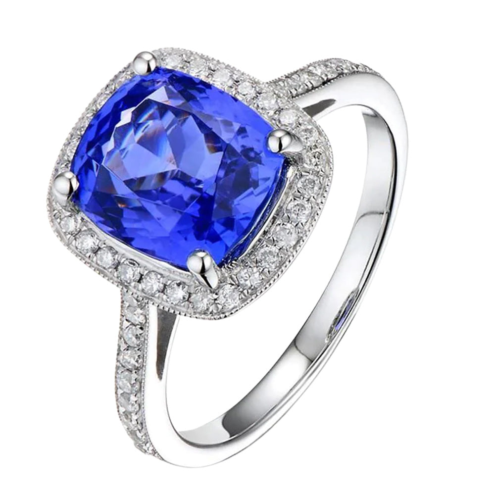 naturel cushion diamant 3carats bague détail rapproché