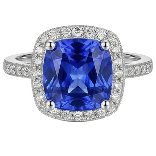naturel cushion diamant 3carats bague angle de côté