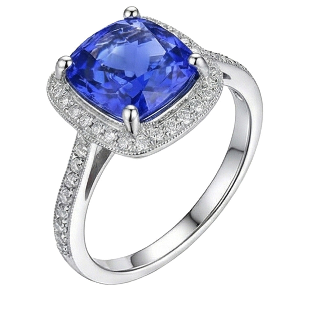 naturel cushion diamant 3carats bague vue de face