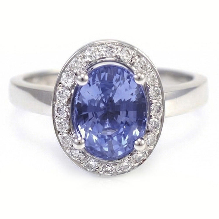 Bague Halo Saphir Et Diamant
