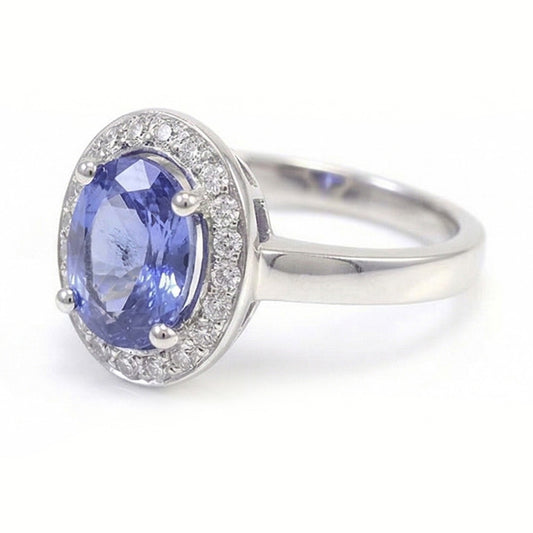 Bague Halo Saphir Et Diamant