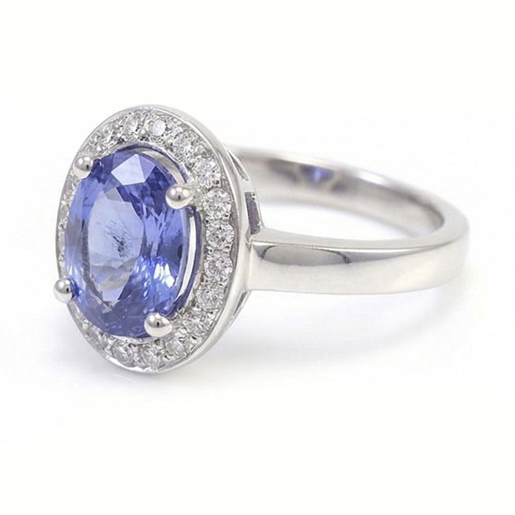 Bague Halo Saphir Et Diamant