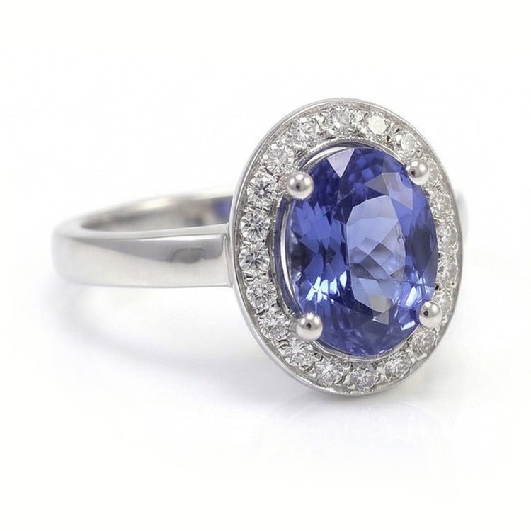Bague Halo Saphir Et Diamant