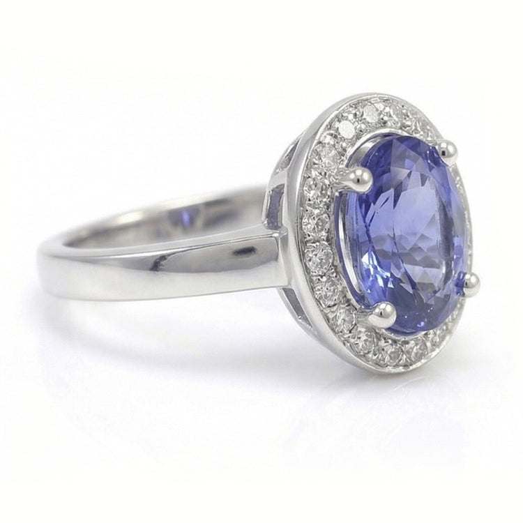 Bague Halo Saphir Et Diamant