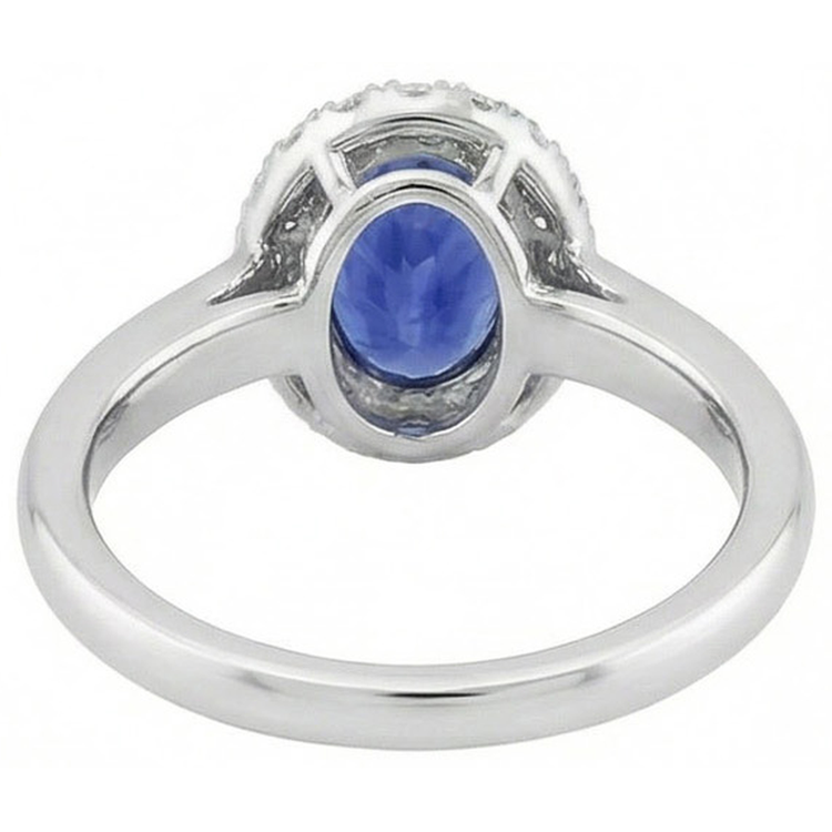 Bague Halo Saphir Naturel Taille Ovale