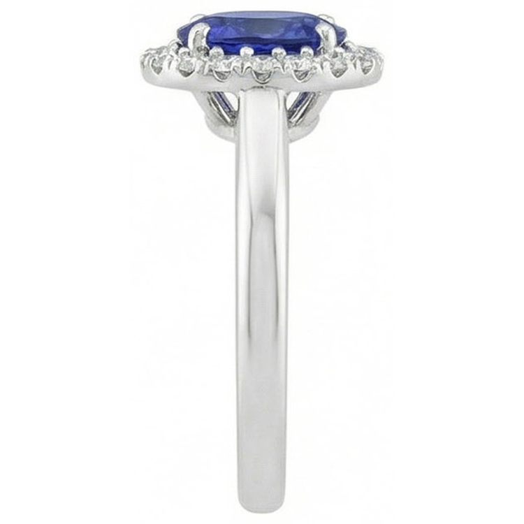 Bague Halo Saphir Naturel Taille Ovale