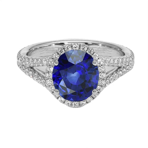 Bague Halo Saphir Ovale 12 Carat