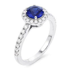 Bague Halo Saphir Rond 2.50 Carats Bijoux Diamant Étincelant