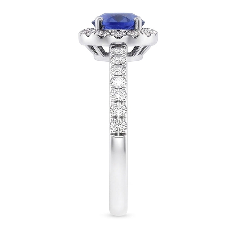 Bague Halo Saphir Rond 2.50 Carats Bijoux Diamant Étincelant