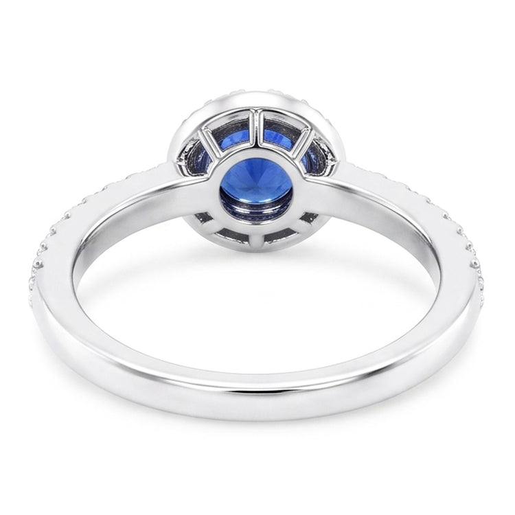 Bague Halo Saphir Rond 2.50 Carats Bijoux Diamant Étincelant