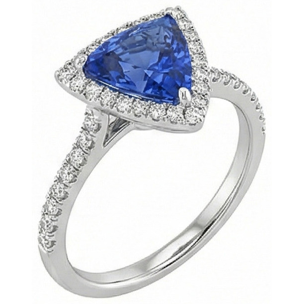 naturel round saphir 1.50carats bague vue de profil