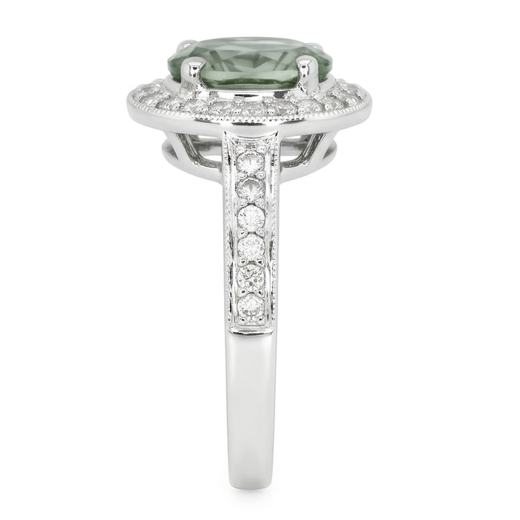 Bague Halo Saphir Vert Ovale
