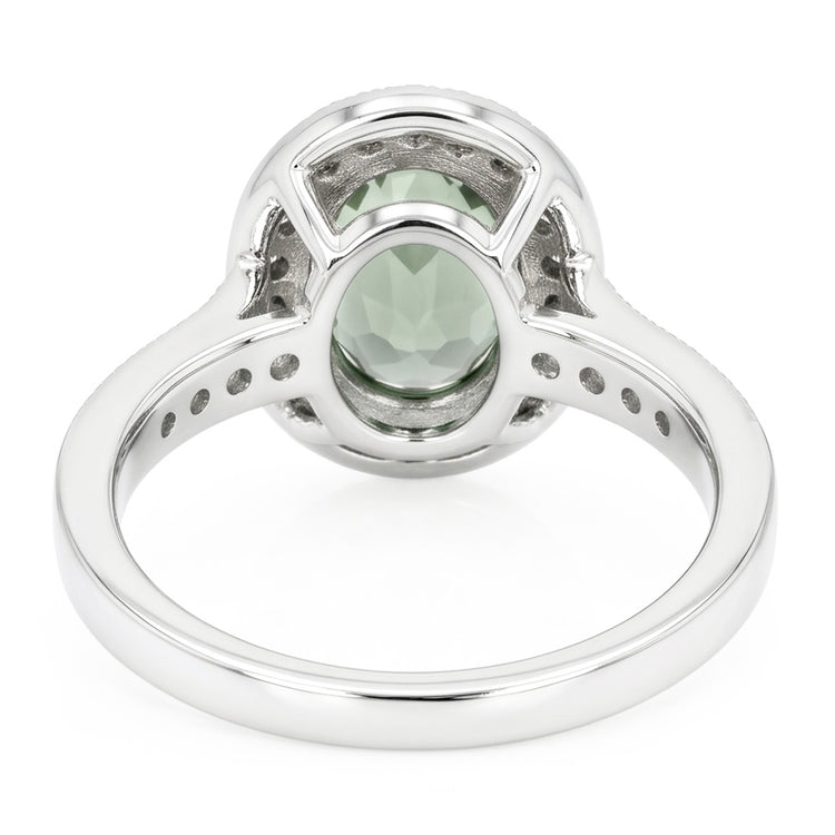 Bague Halo Saphir Vert Ovale
