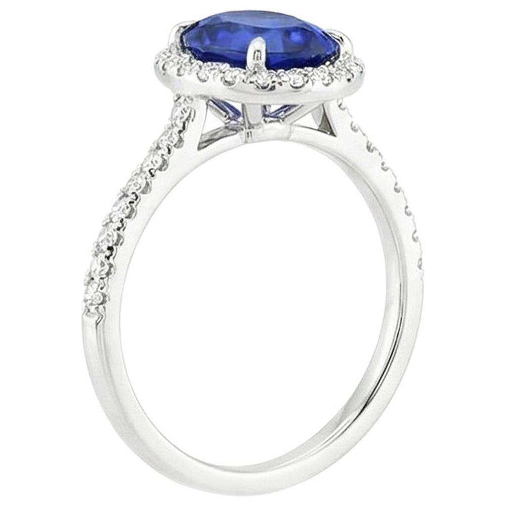 naturel oval saphir 4carats bague détail rapproché