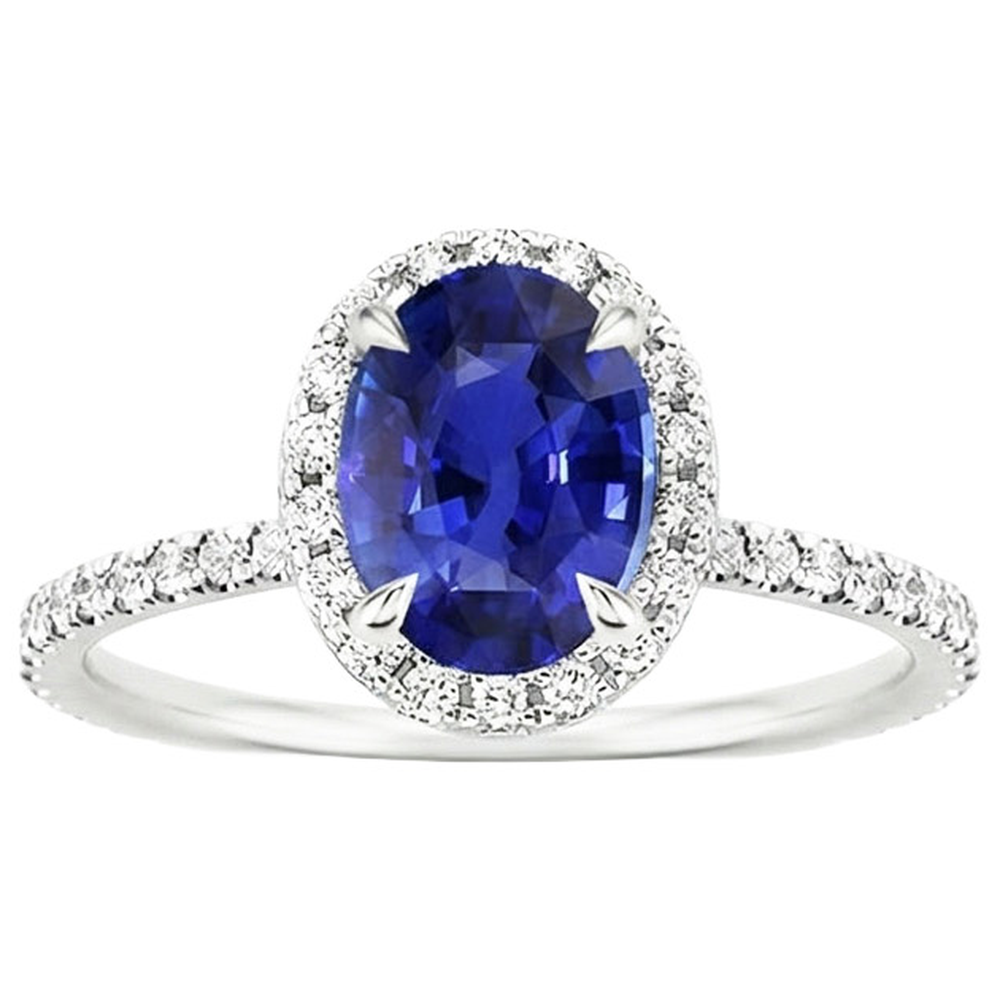 naturel oval saphir 4carats bague vue de dessus