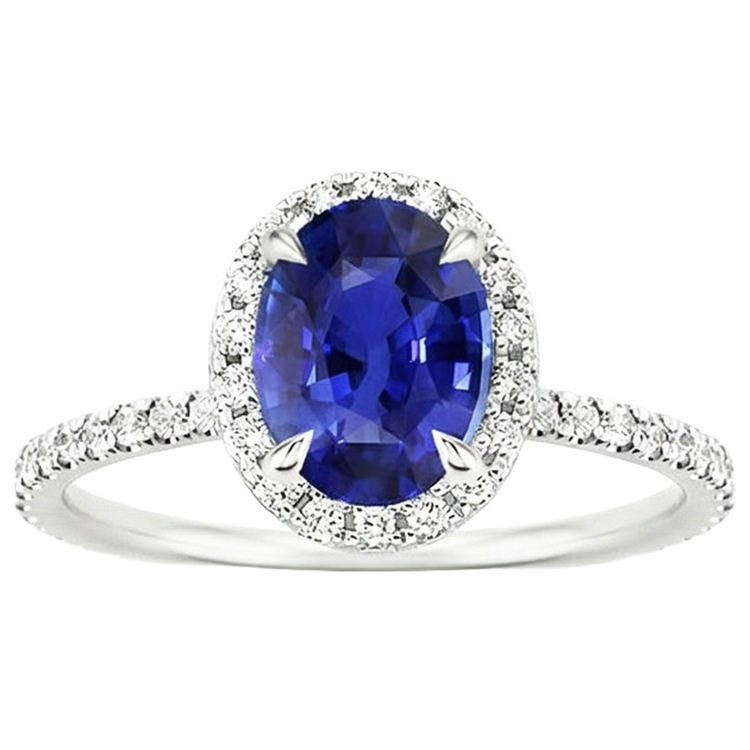 naturel oval saphir 4carats bague vue de dessus