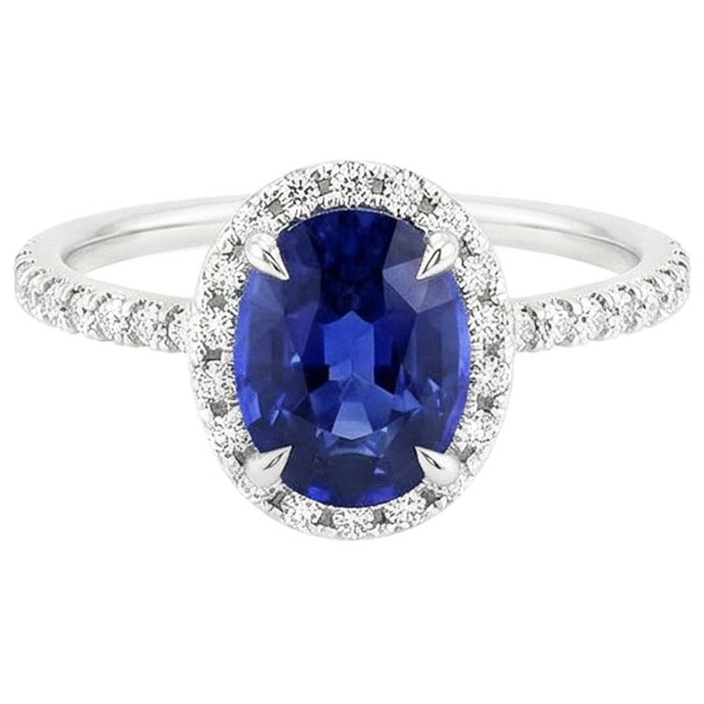 naturel oval saphir 4carats bague vue de profil