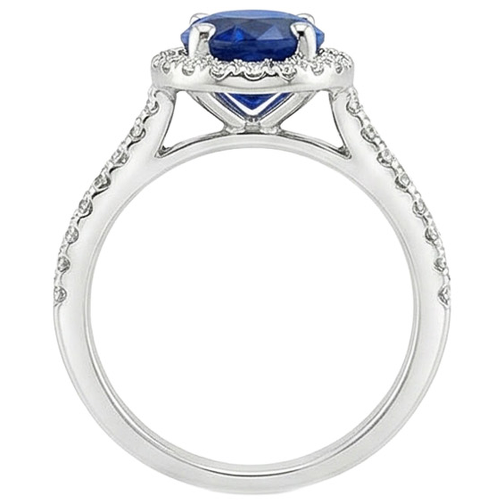 naturel oval saphir 5carats bague vue de dessus