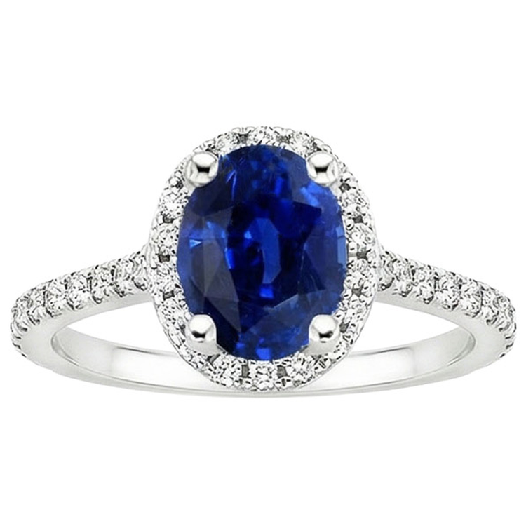 naturel oval saphir 5carats bague vue de profil
