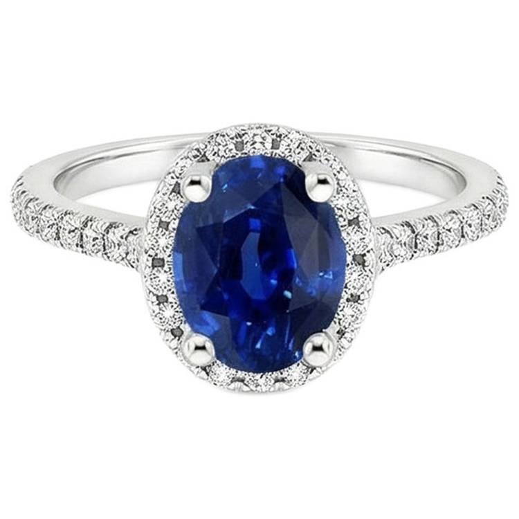 naturel oval saphir 5carats bague sur blanc