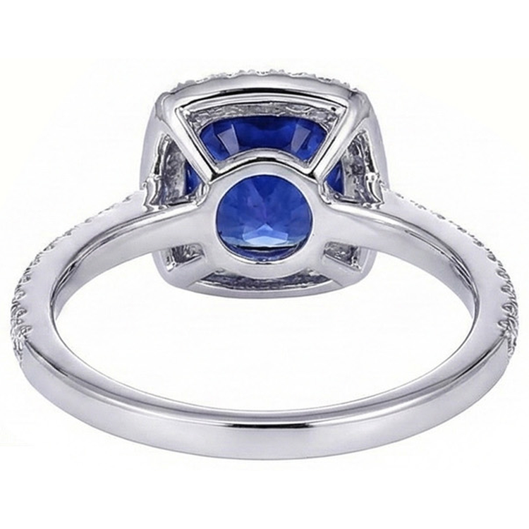 Bague Halo Sri Lanka Saphir Et Diamant Naturels Extraits des Mines ( et non cultivés en laboratoire ) Or Blanc 14K 7.80 Ct