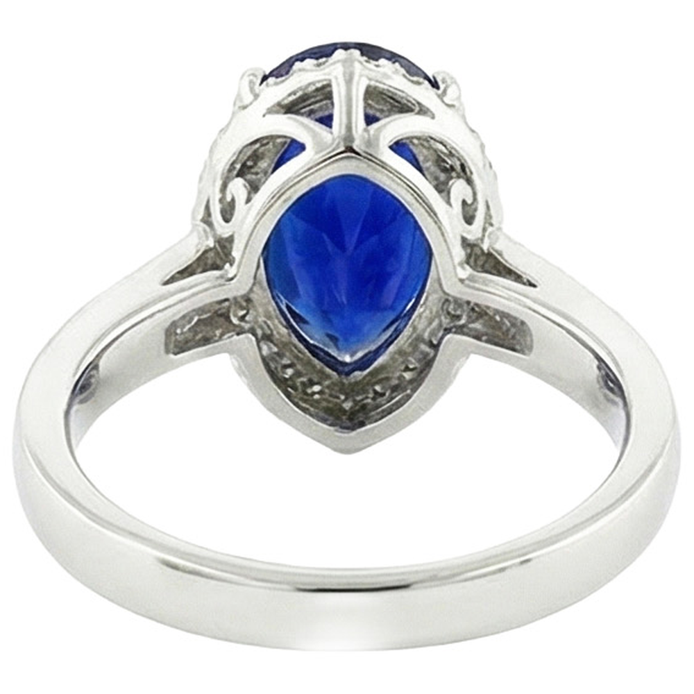 naturel pear diamant 3.75carats bague angle de côté