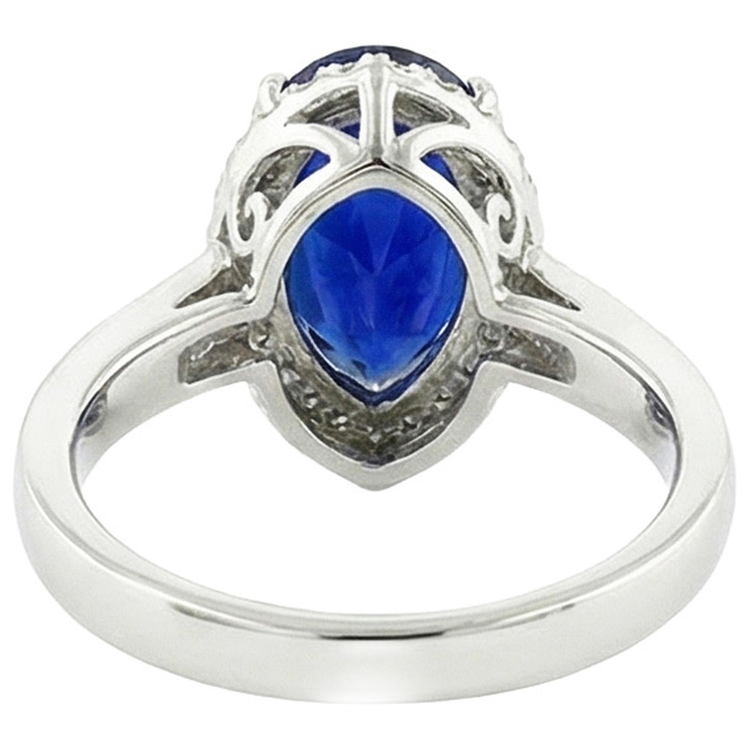 naturel pear diamant 3.75carats bague angle de côté