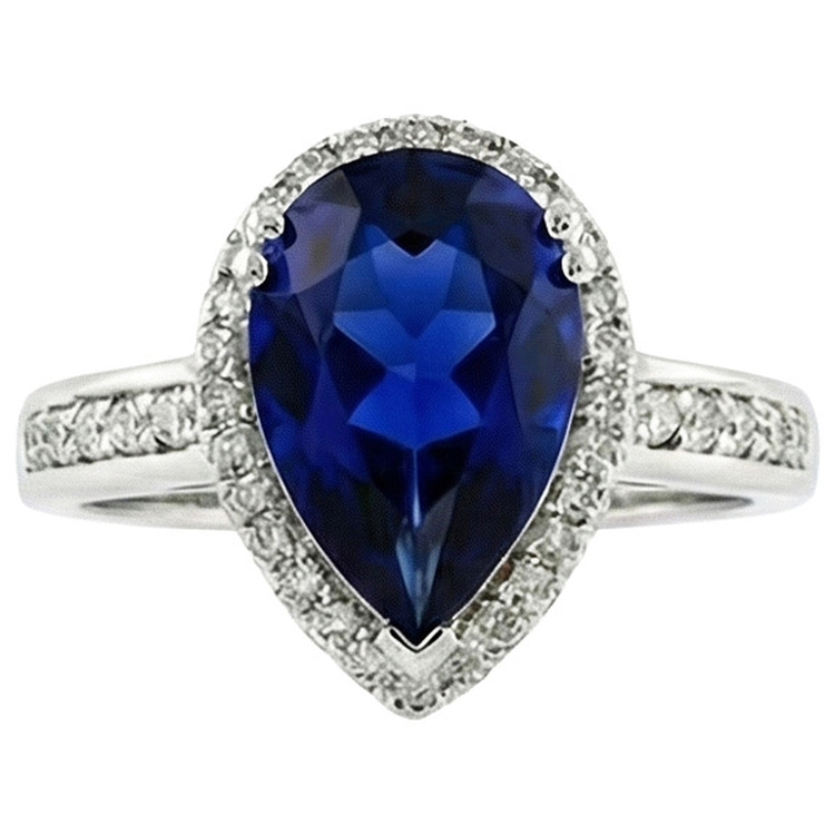naturel pear diamant 3.75carats bague détail rapproché