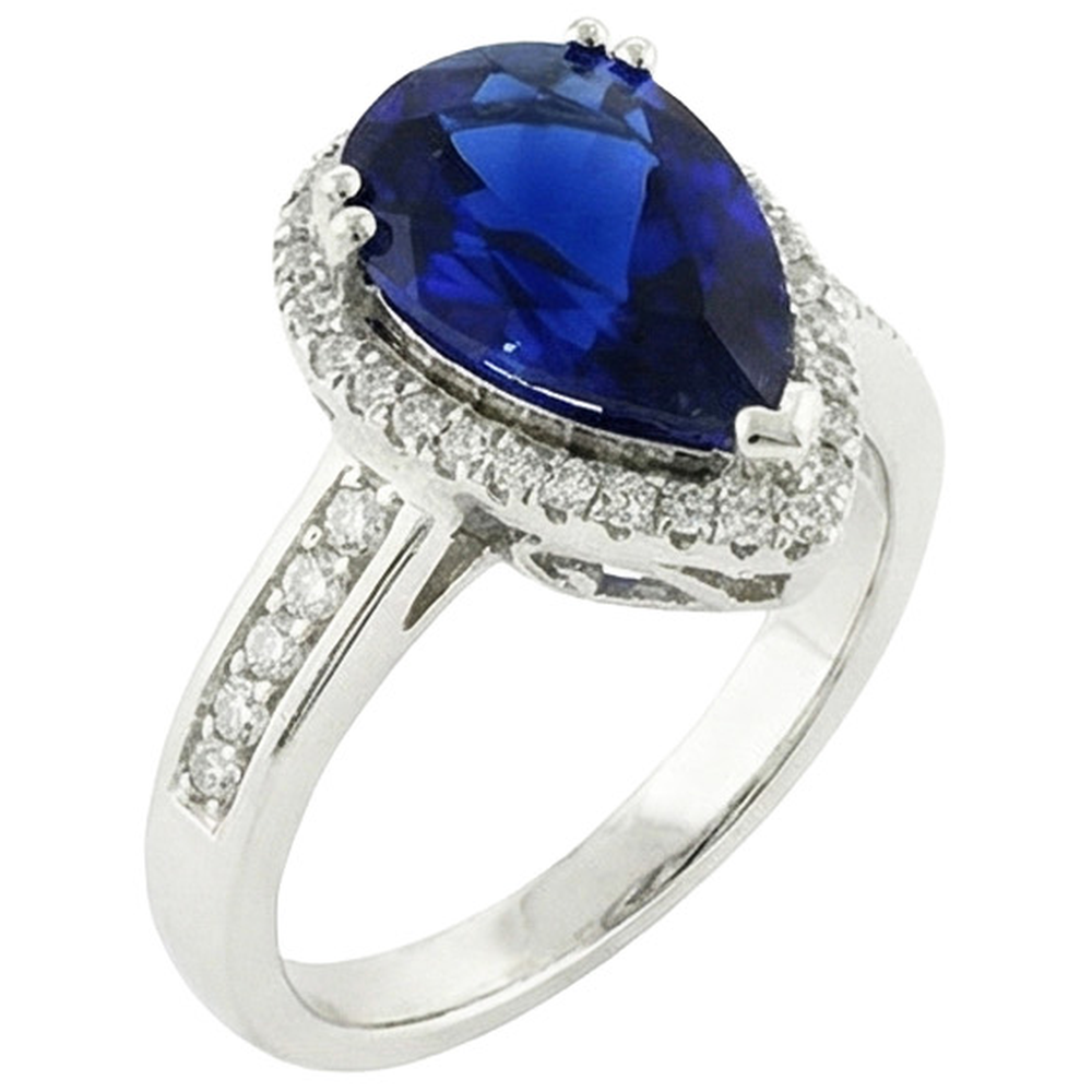 naturel pear diamant 3.75carats bague vue de dessus