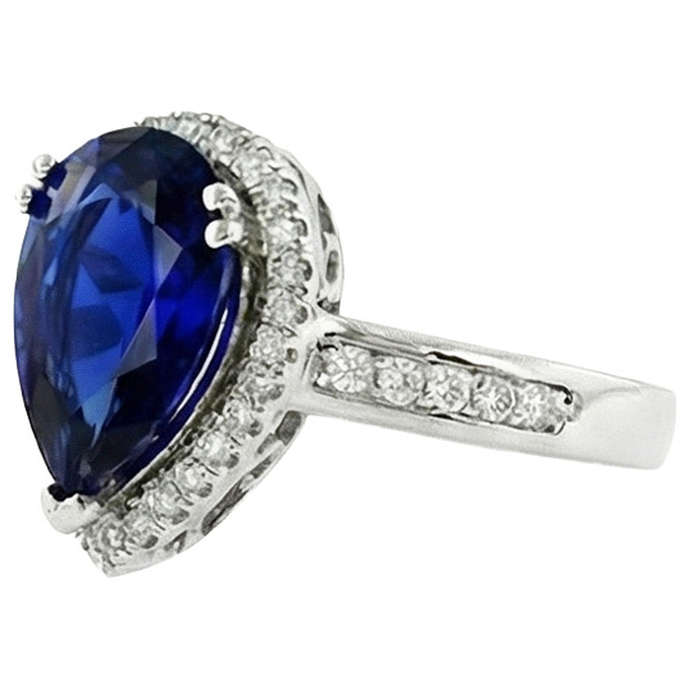 naturel pear diamant 3.75carats bague vue de profil