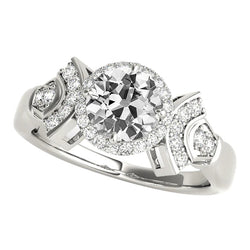 Bague Halo Style Antique Ronde Vieux Réel Diamants Mineur 4.50 Carats